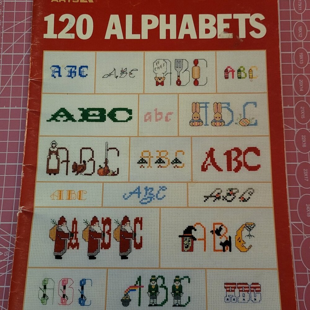 120 Aphabets (Leisure Arts Leaflet)  For Cross Stitch  Dated 1992
